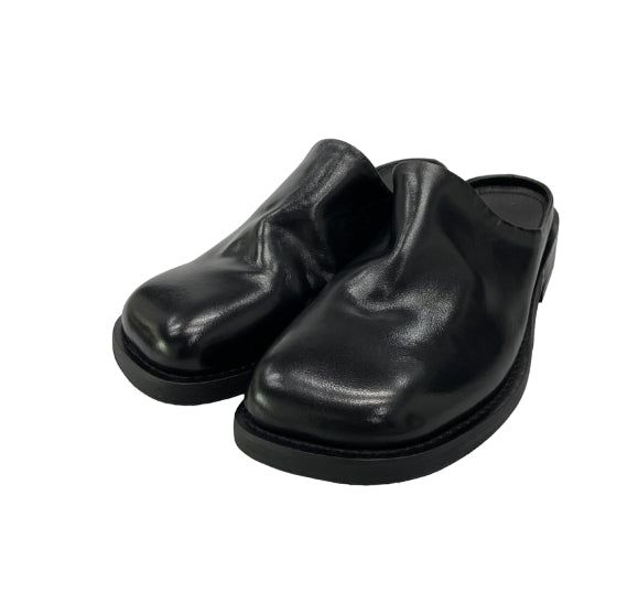 Wrinkle Leather Square Mule