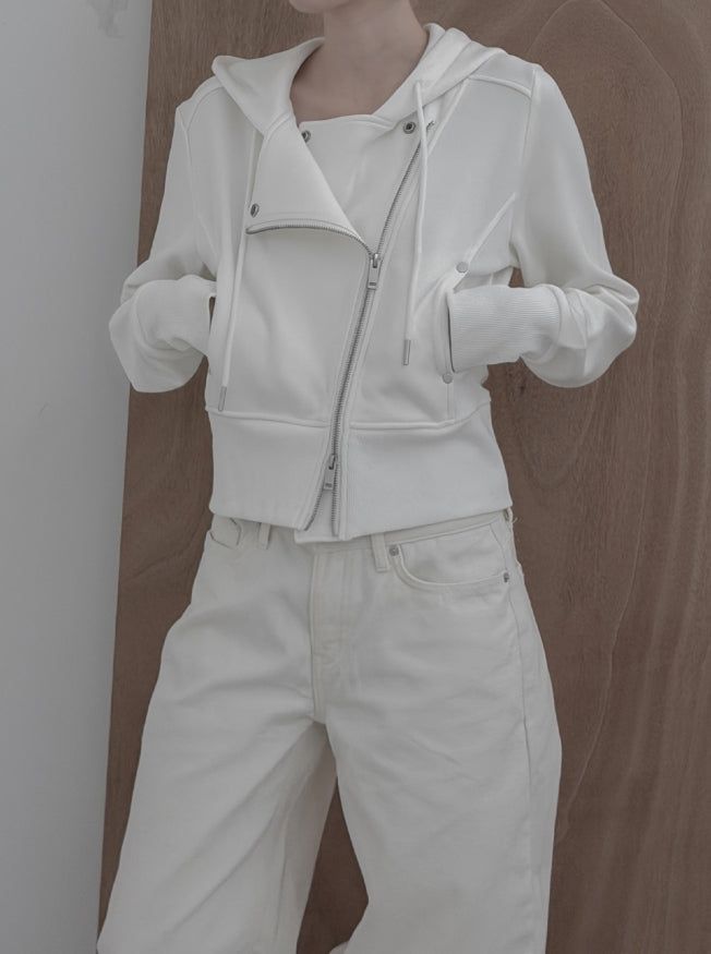 Moel Ribbed Rider Hood Zip-Up