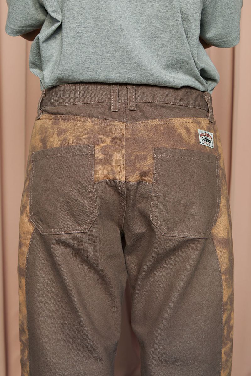 TIE-DYE BLOCK DENIM PANTS / BROWN