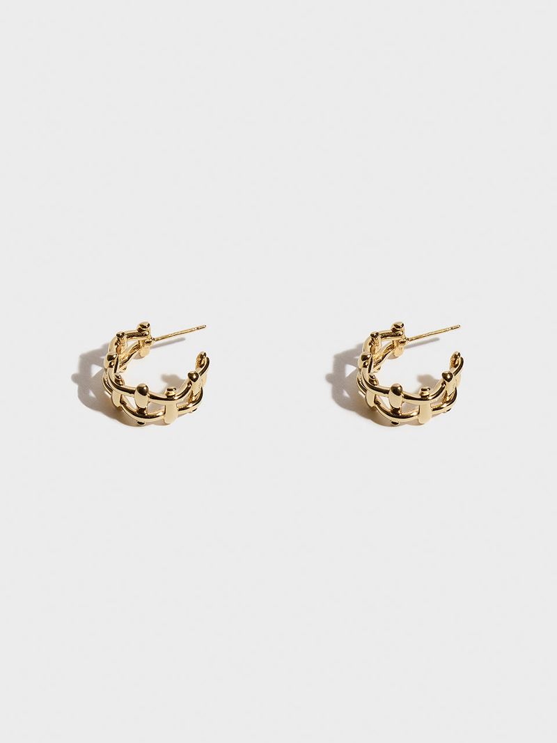 Multi Hash Tag Large Hoop Earrings (Gold)