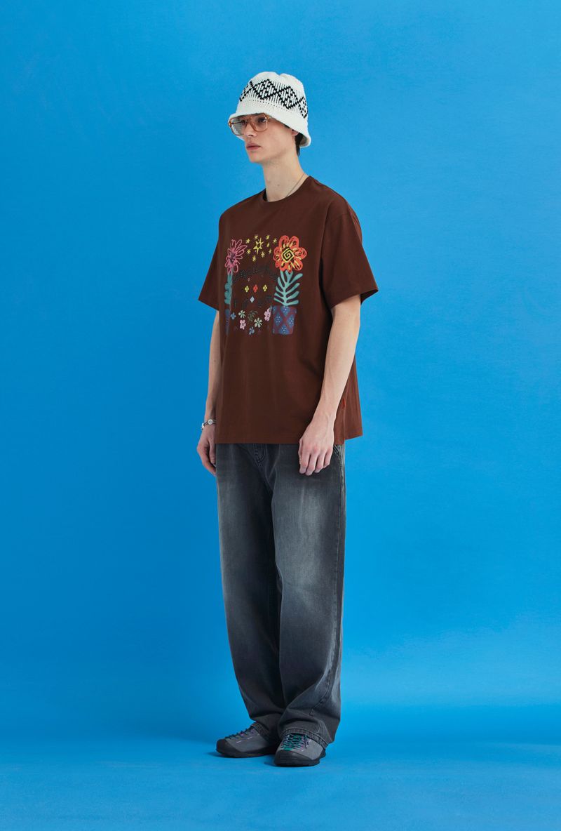 FLOWER ARGYLE T SHIRT / BROWN