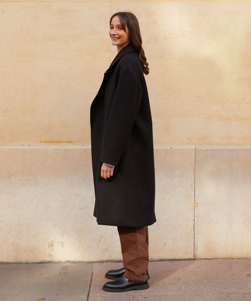 RCH wool blended oversized long coat black