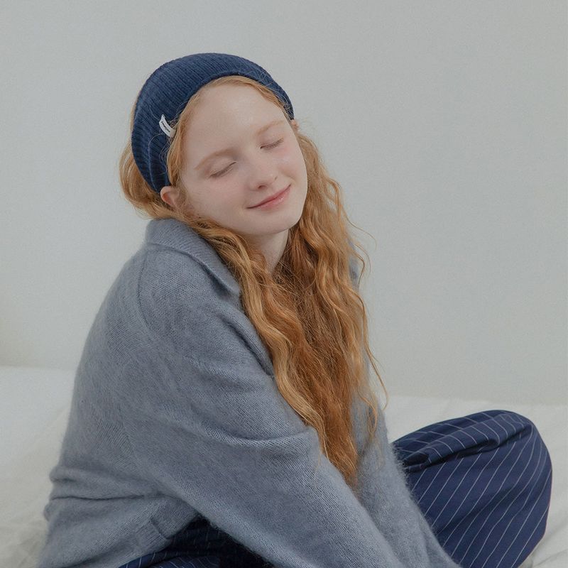 [CASHMERE 100%] CASHMERE BASIC HAIR BAND (NAVY)