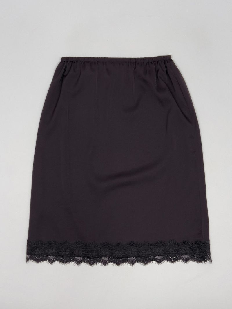 Lace Satin Midi Skirt
