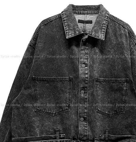 East Belted Denim Jacket Pants Set