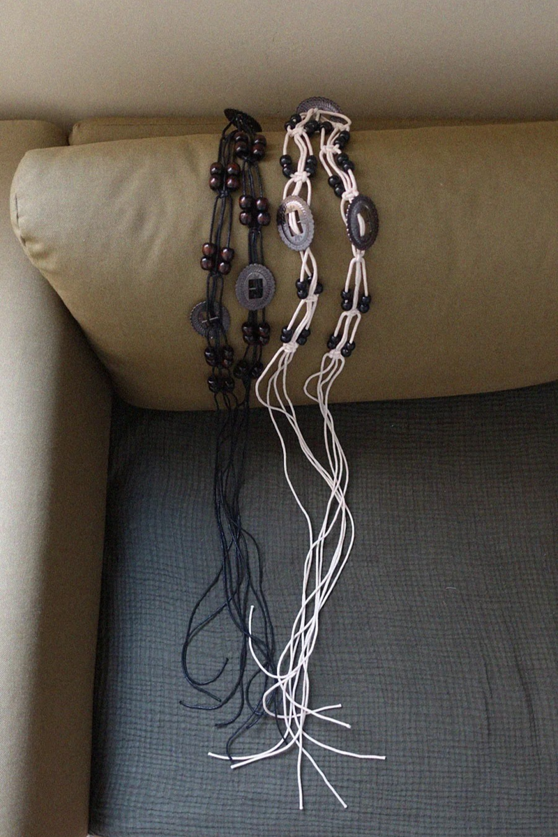 BOHO WOOD BEADS STRING BELT (IVORY, BLACK 2COLORS!)