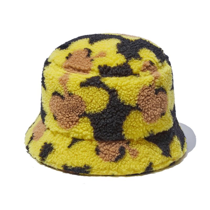 Flower Bear Fluffy Bucket Hat_Black