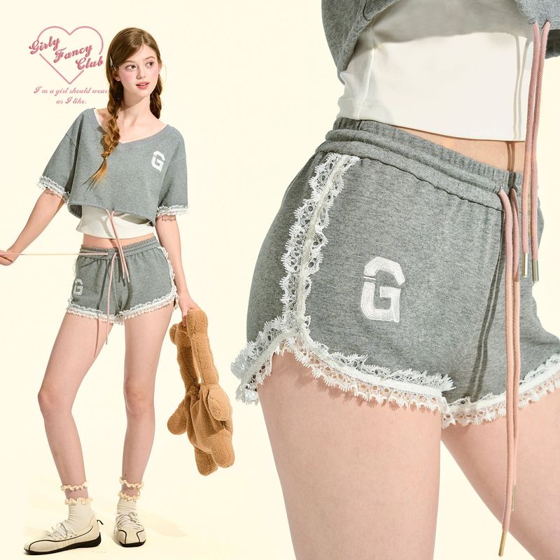 Girly Fancy Club（ガーリーファンシークラブ）の「[GirlyFancyClub] スポーティー ルーズ グレー ショーツ（パンツ）」