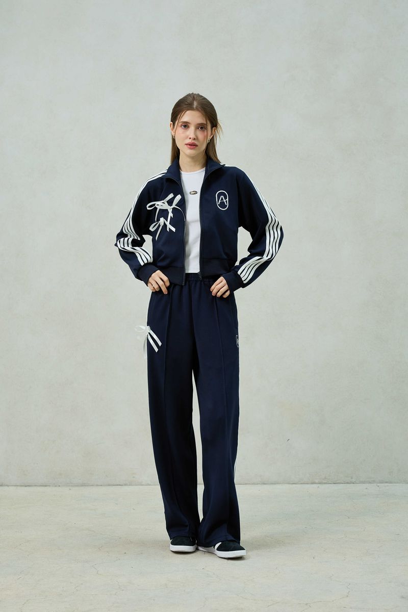 RIBBON JERSEY TRACK TOP / NAVY