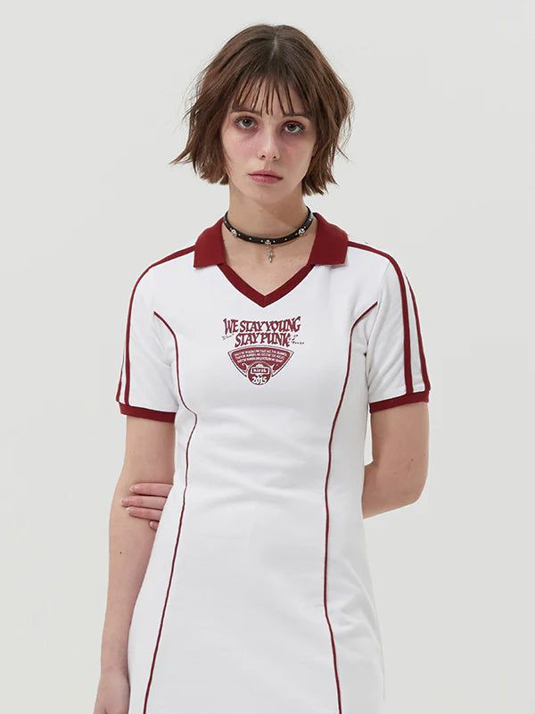 OPEN COLLAR SPORTY DRESS