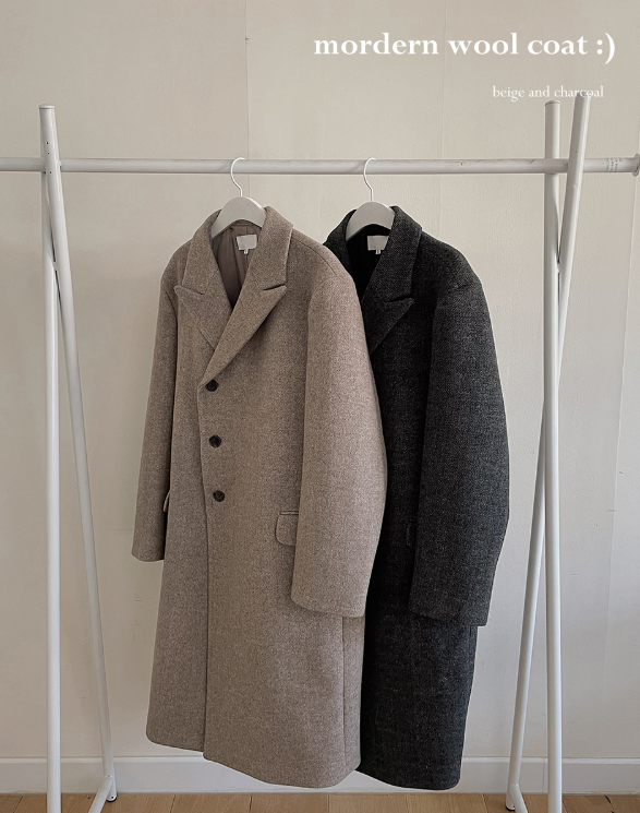 Modern Twill Overfit Wool70 Long Coat (2color)