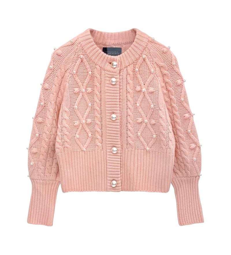 Pearls cable cardigan