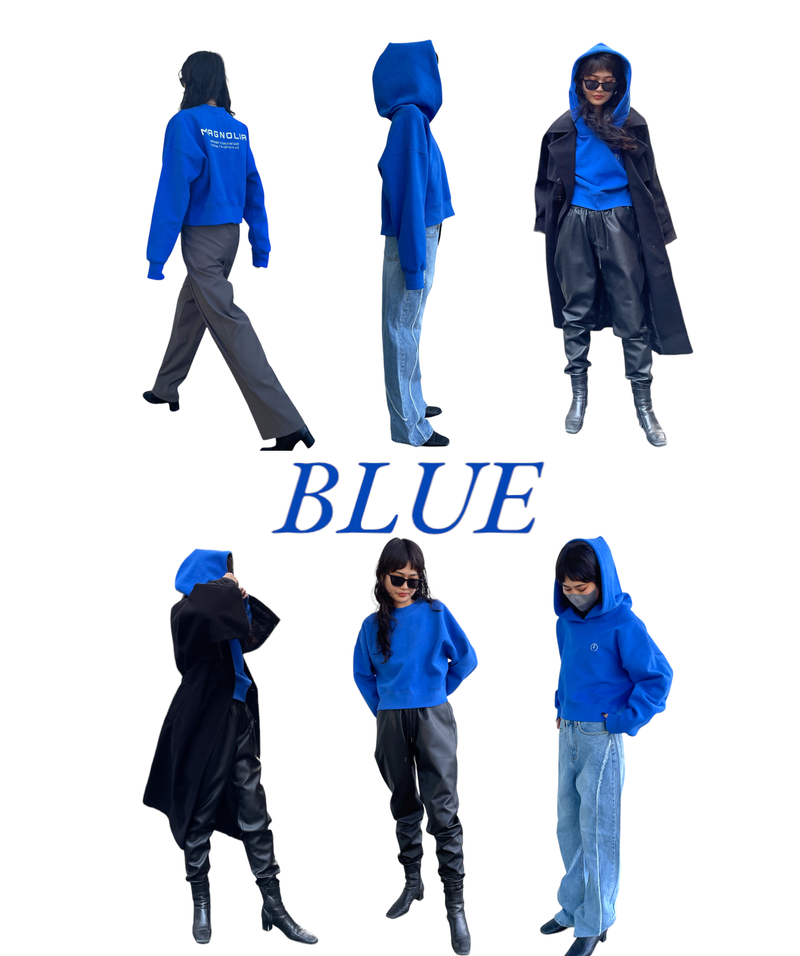 プリントクロップドスウェット/Print Cropped Sweat-BLUE