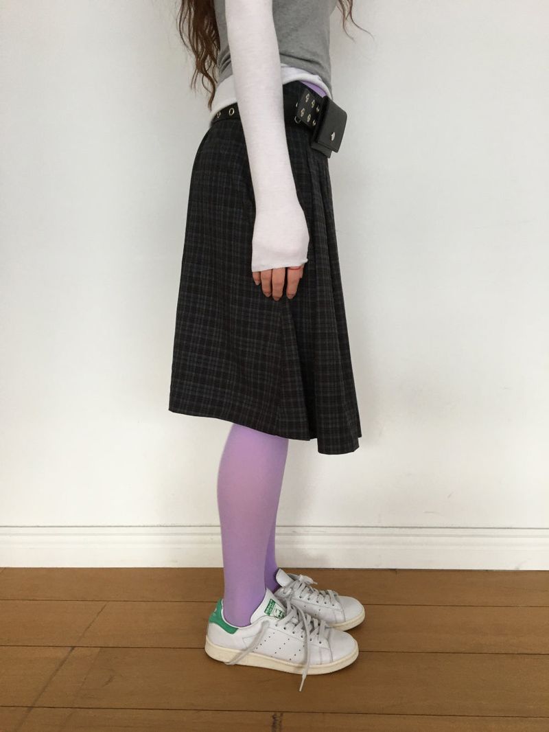 YWD プレイドプリーツスカート + ベルト (3color)