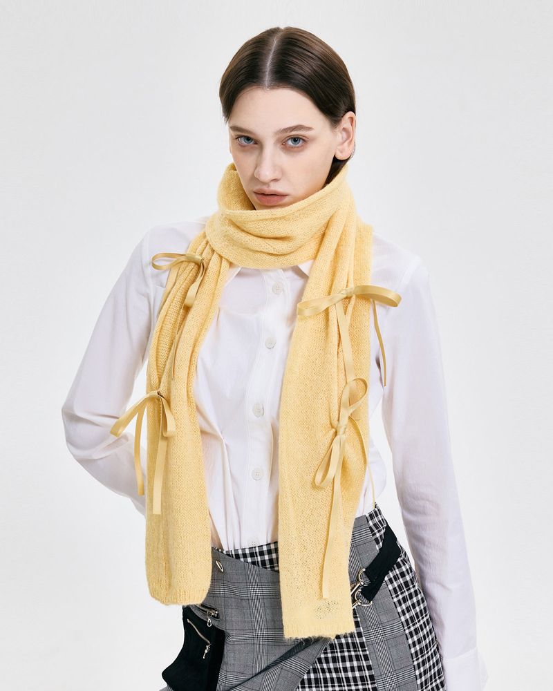 Ribbon Tied Muffler _ YELLOW