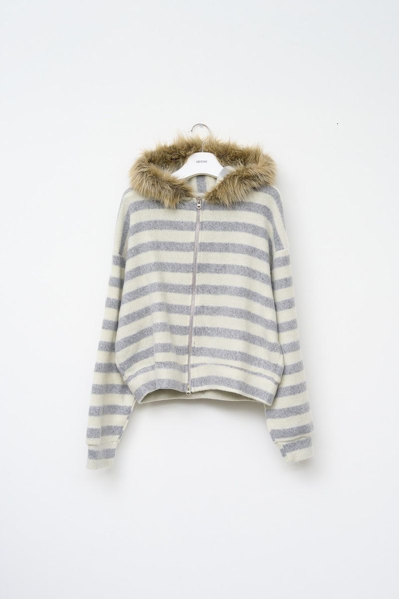 Fury Fur Striped Zip Hoodie