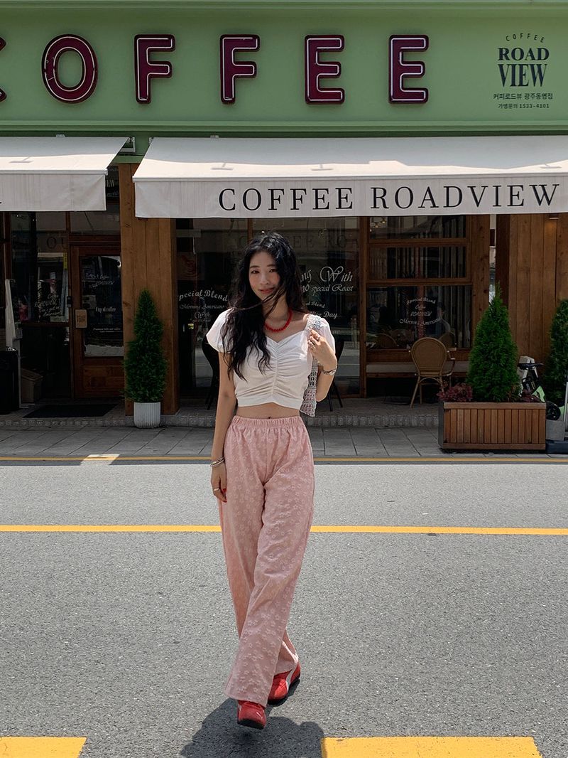 [MADE] PESTO FLOWER WIDE PANTS
