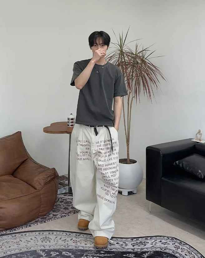 Karud lettering cotton pants