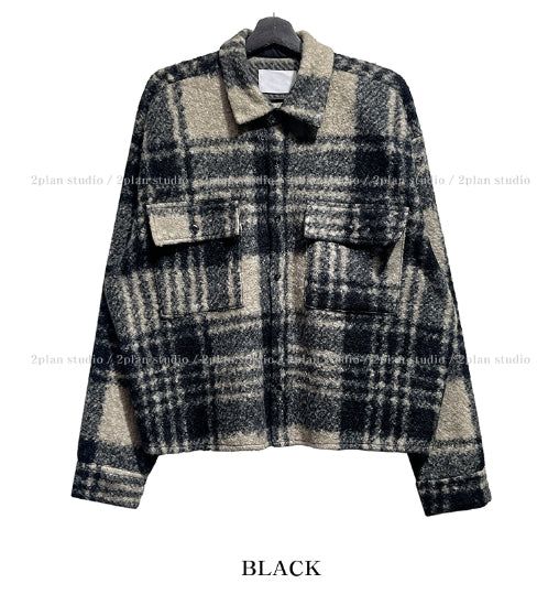 Bronte wool checked crop jacket