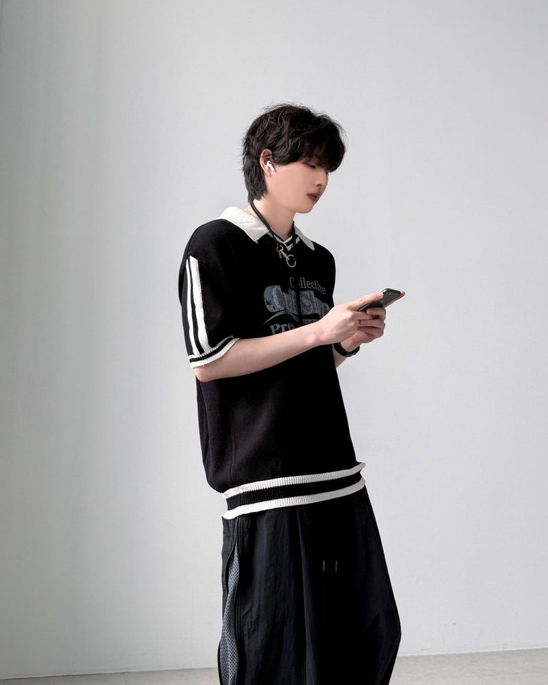 Blif Collar Half Sleeve Knit