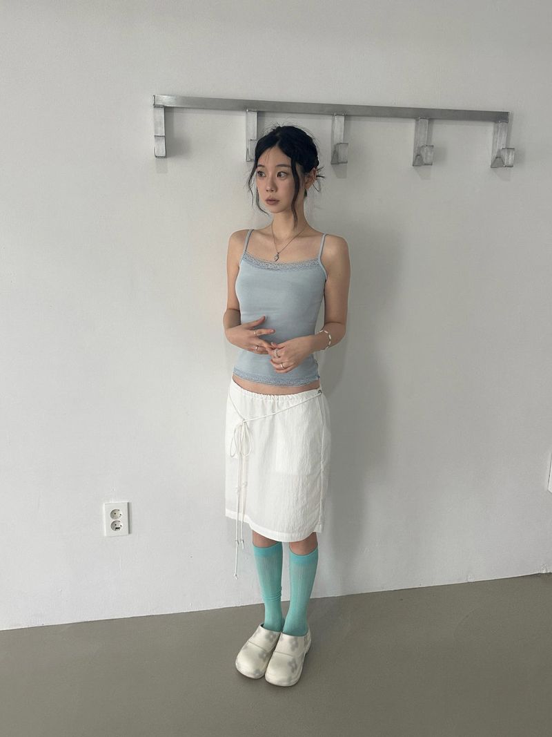 Lace Cami Top (Tumble, Bio-Washed) 3sizes - Powder blue