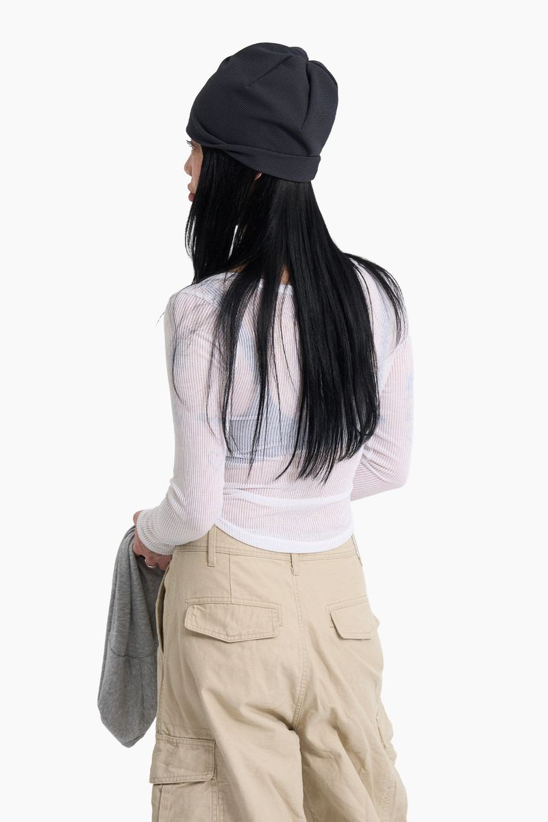 Summer U-neck Ribbed Long Sleeve