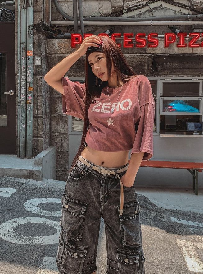 Super Pocket Cargo Half Denim Pants