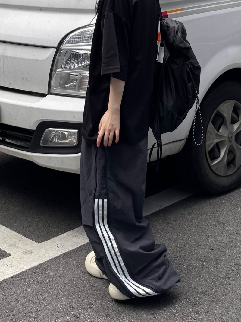 half track side zipper pants