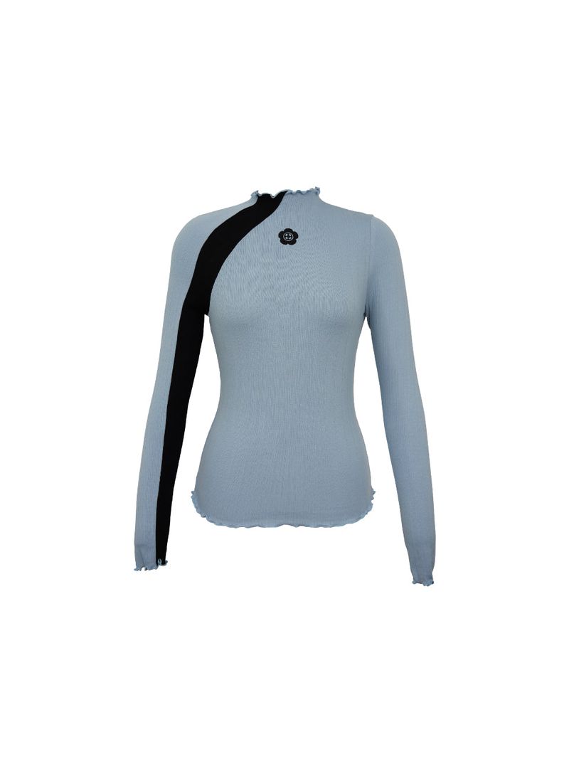 FLOWER EMBROIDERY TWO TONE LONG SLEEVE (2 COLOR)