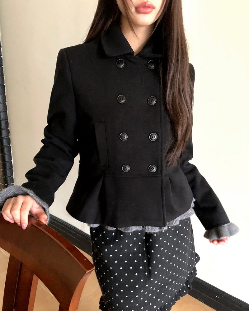 Duna Shirred Double-Breasted Jacket