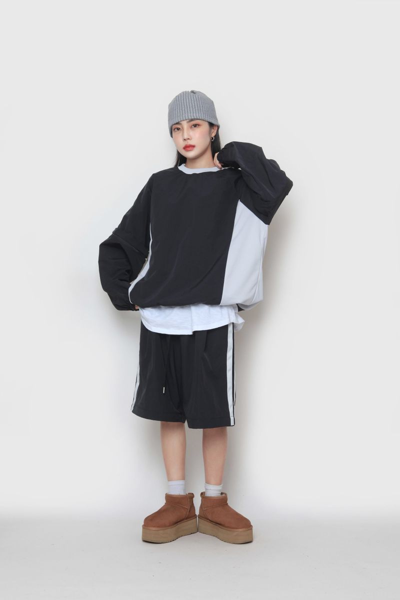 two-way nylon sweatshirt