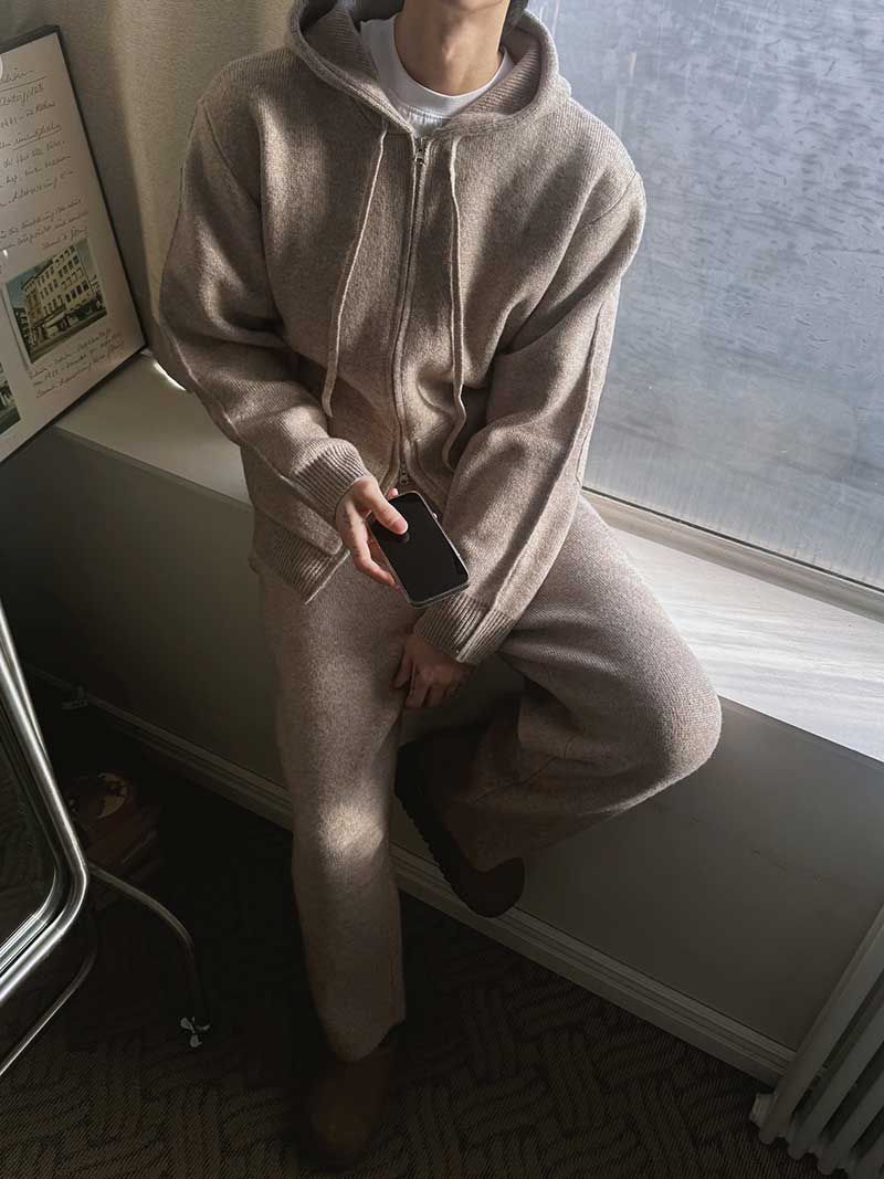 ASCLO Maison Knit Hood Zip Up & Pants (7color)