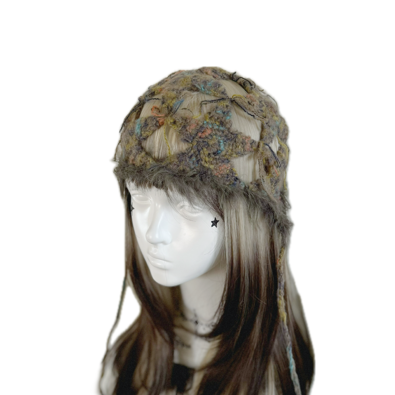’Smoky Twilight‘Crochet Boho Star Mesh net Cap