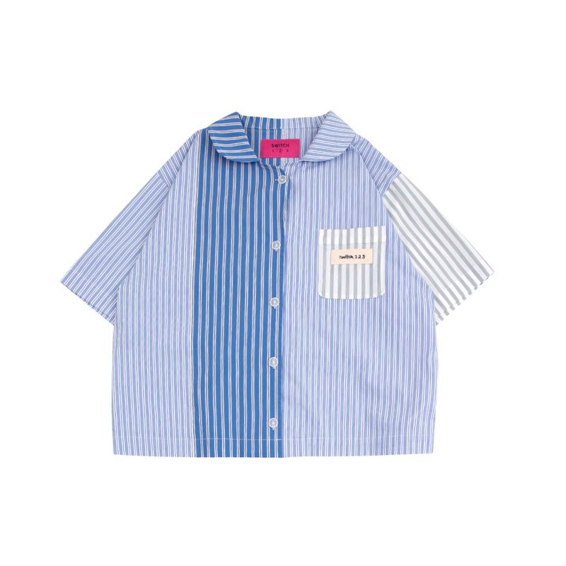 SWITCH123（スウィッチワンツースリー）の「REGULAR STRIPED SHORT SLEEVE PAJAMAS_SYS9BL52BU（Tops）」