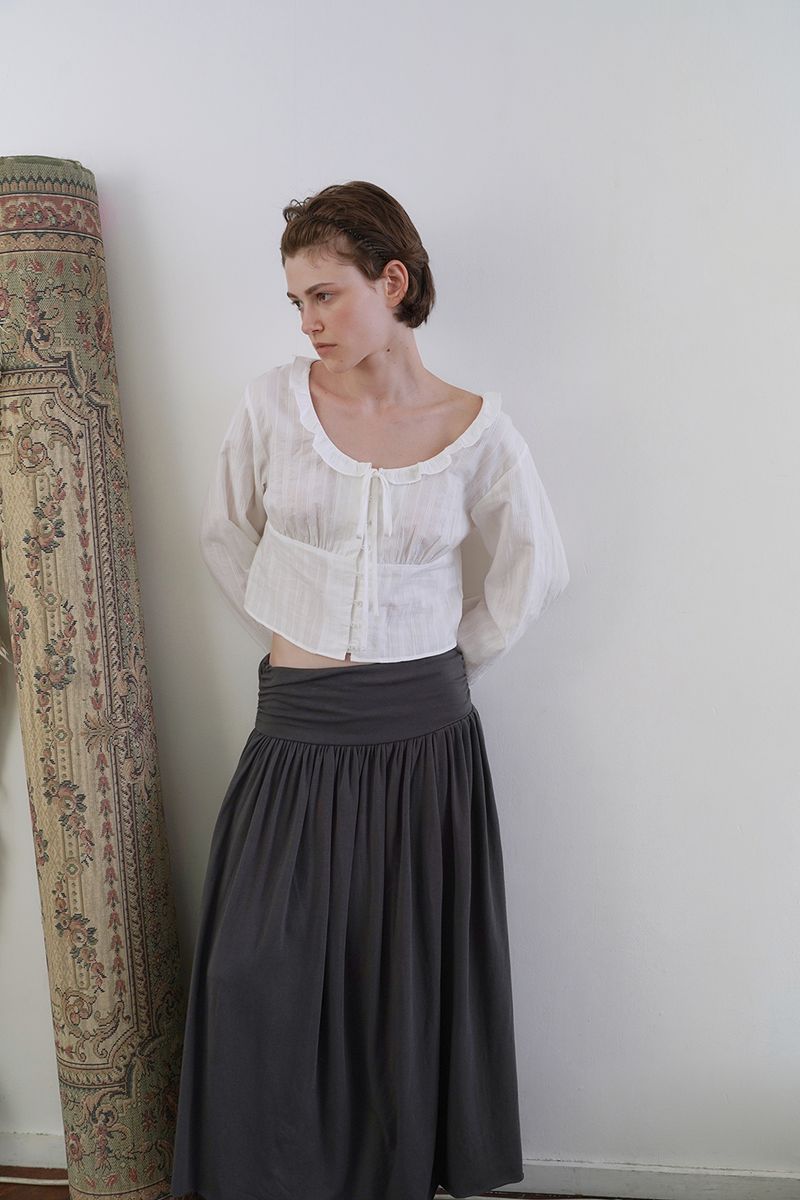 Mona shirring skirt_charcoal
