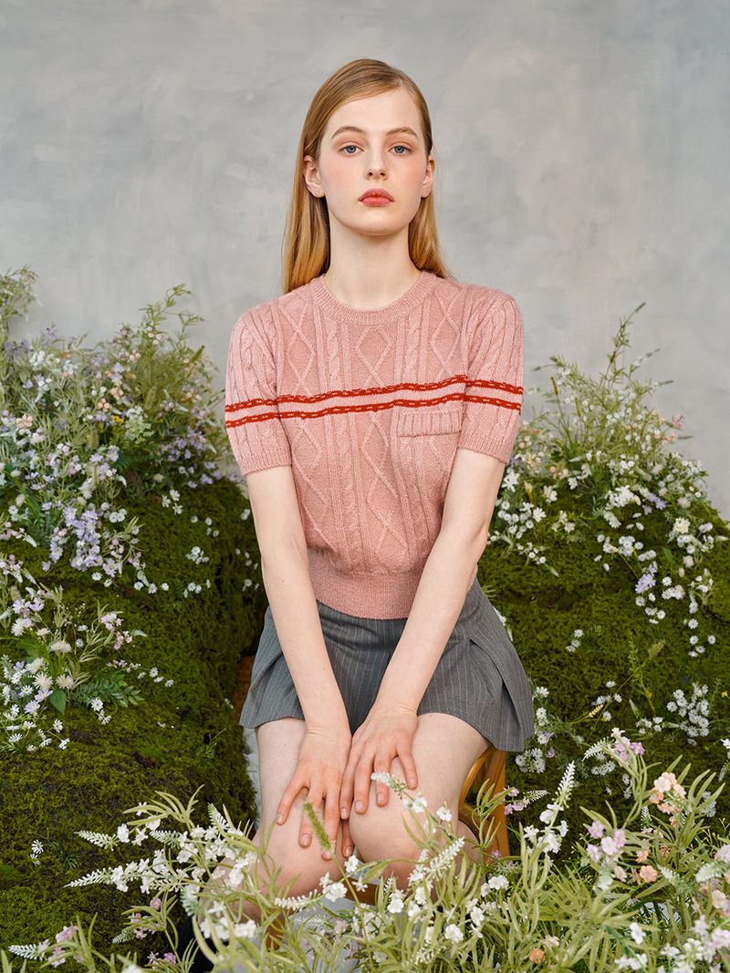 Color Line Twisted Knit (Pink)