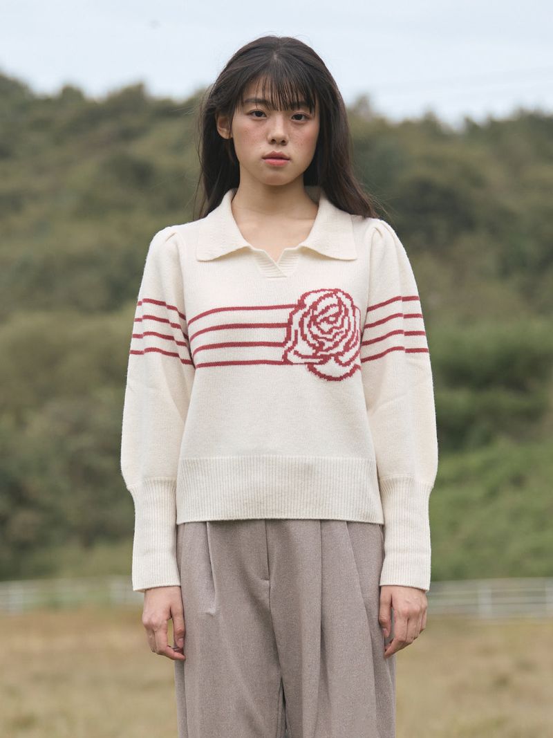 Rose Collar Knit (Ivory)