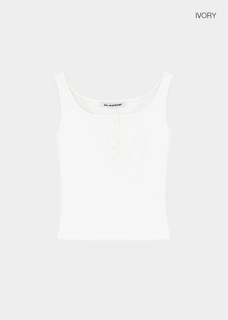 [B-BASIC] Tension Standard Square Henley Neck Sleeveless Top (2 SIZE)