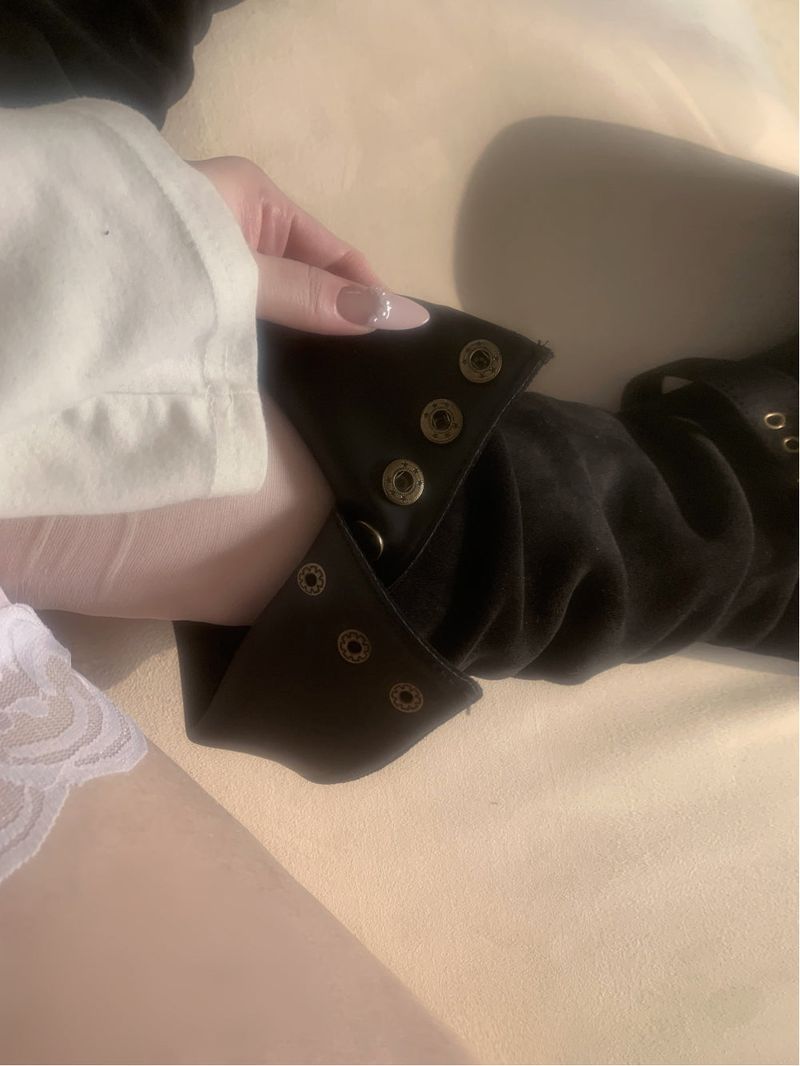 Dion Suede Buckle Long Boots (black)