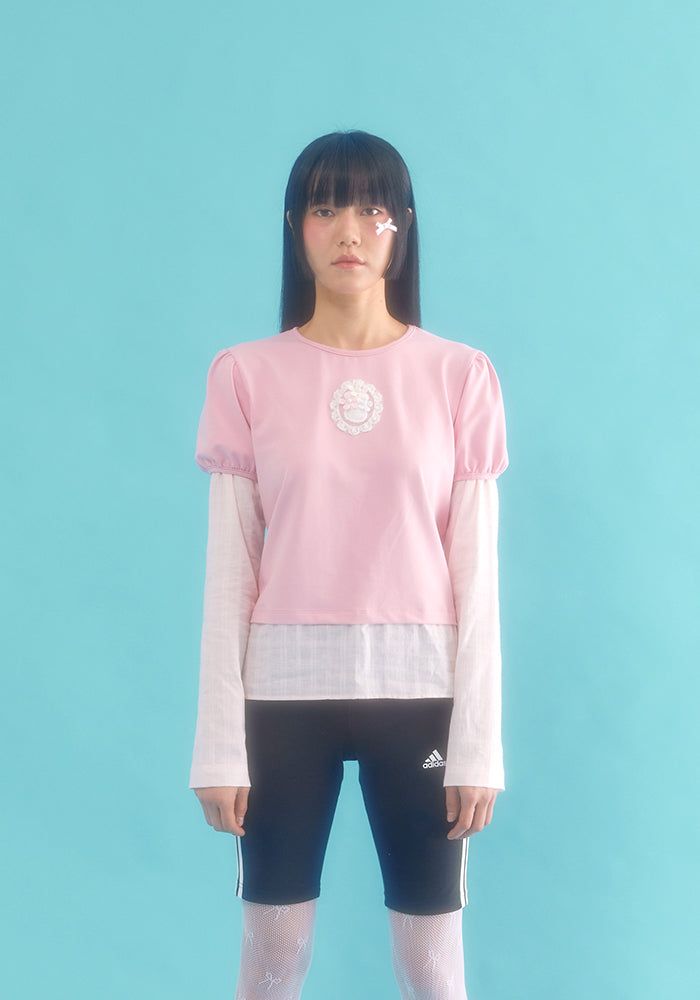 layered puff top_pink