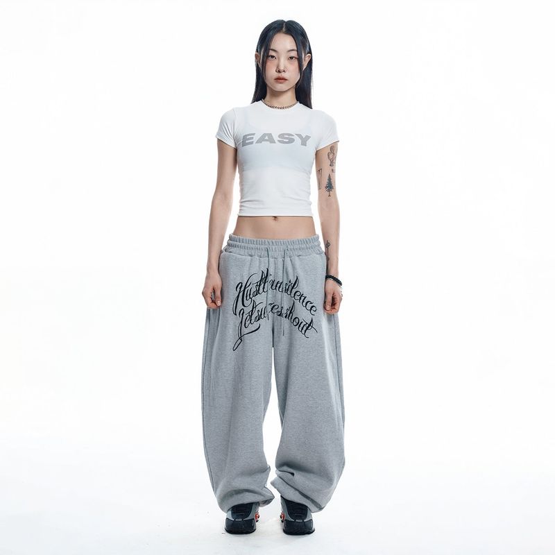 Lettering Balloon Sweatpants - GREY