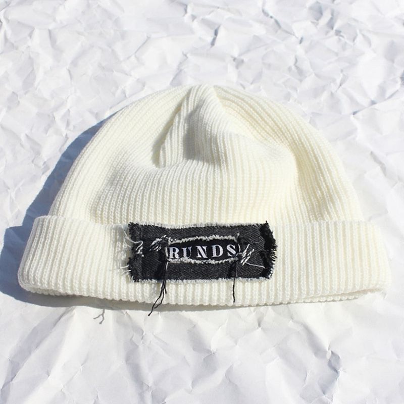 denim patchwork watch cap (white)