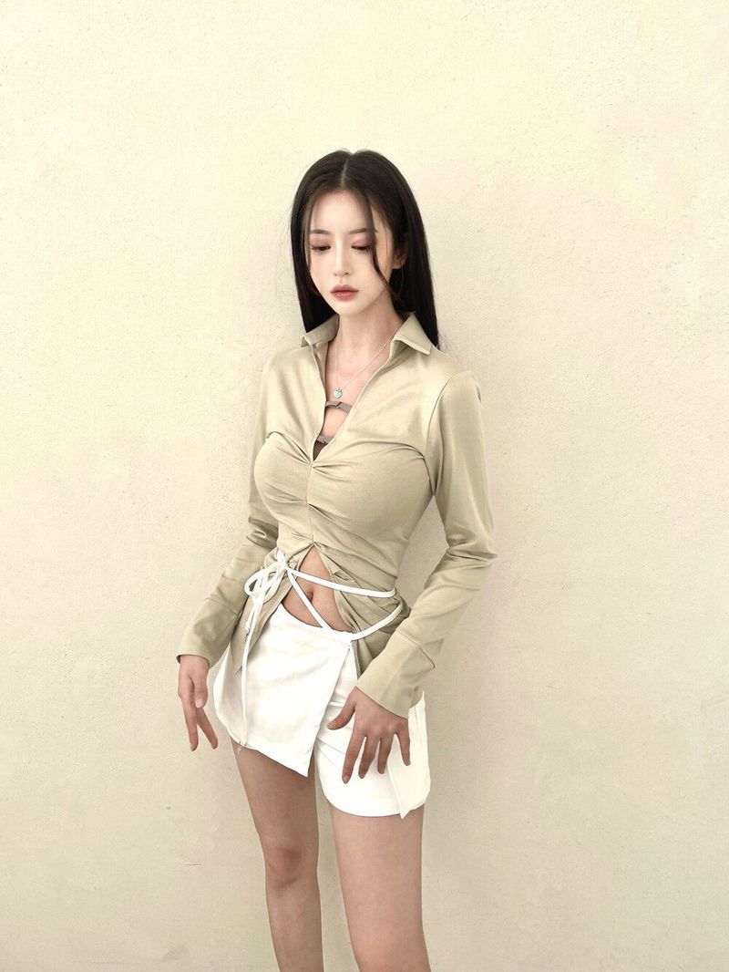 1047. Double hook shirring slit sh (2color)
