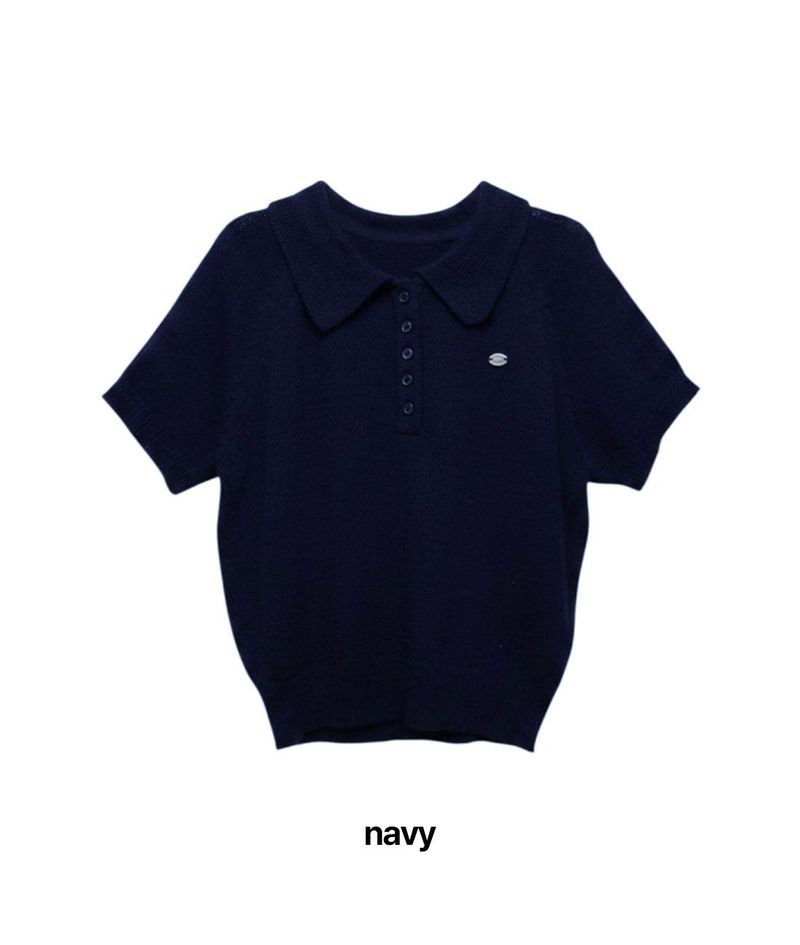 Monal Collar Short Sleeve Knit Tee