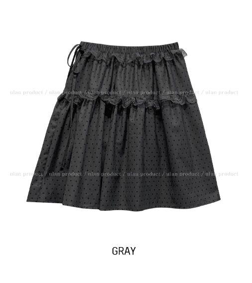Pereu Dot Frill Midi Skirt