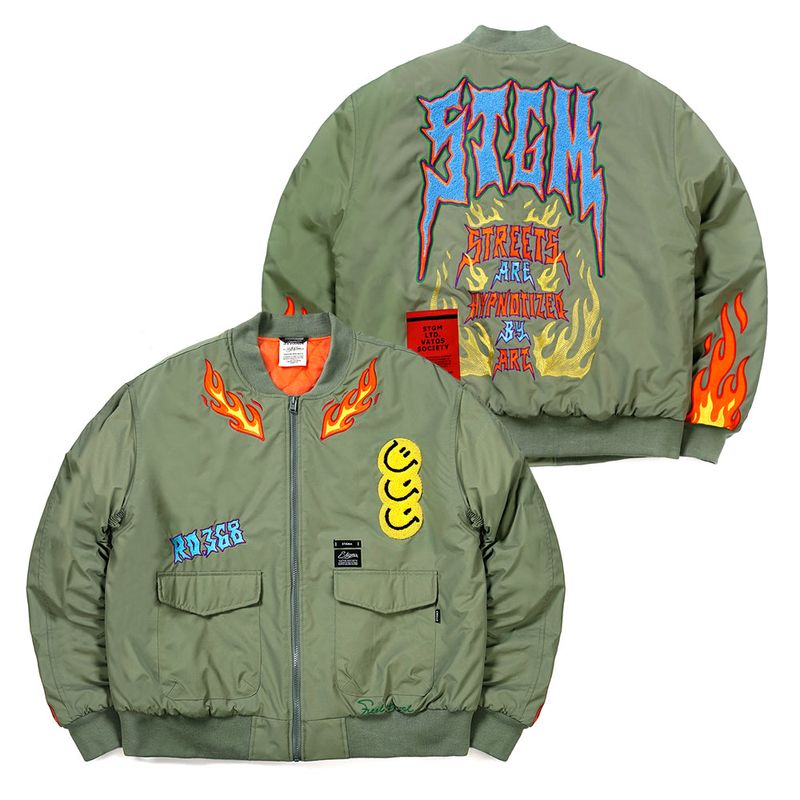 21 FLAME OVERSIZED MA-1 JACKET LIGHT KHAKI