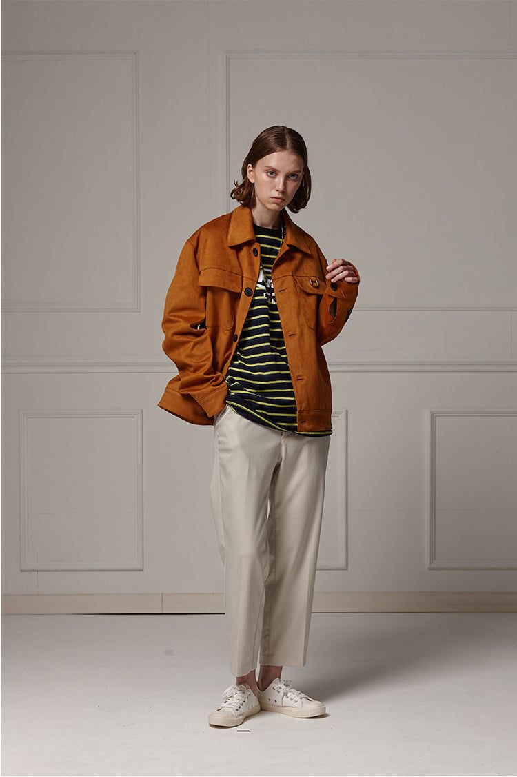 Suede wide pocket jacket