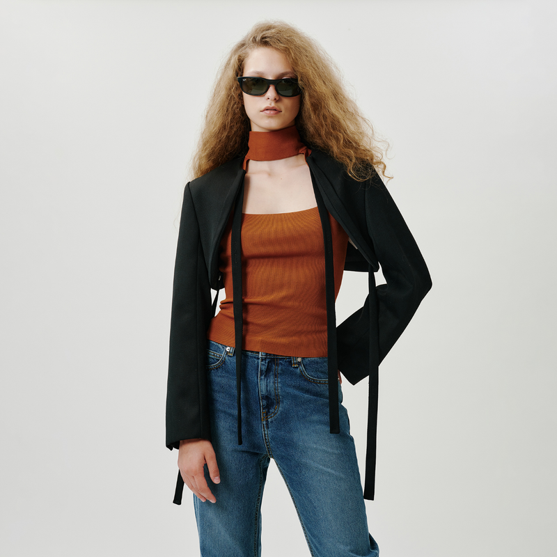 Deep blue semi wide jeans - SW002