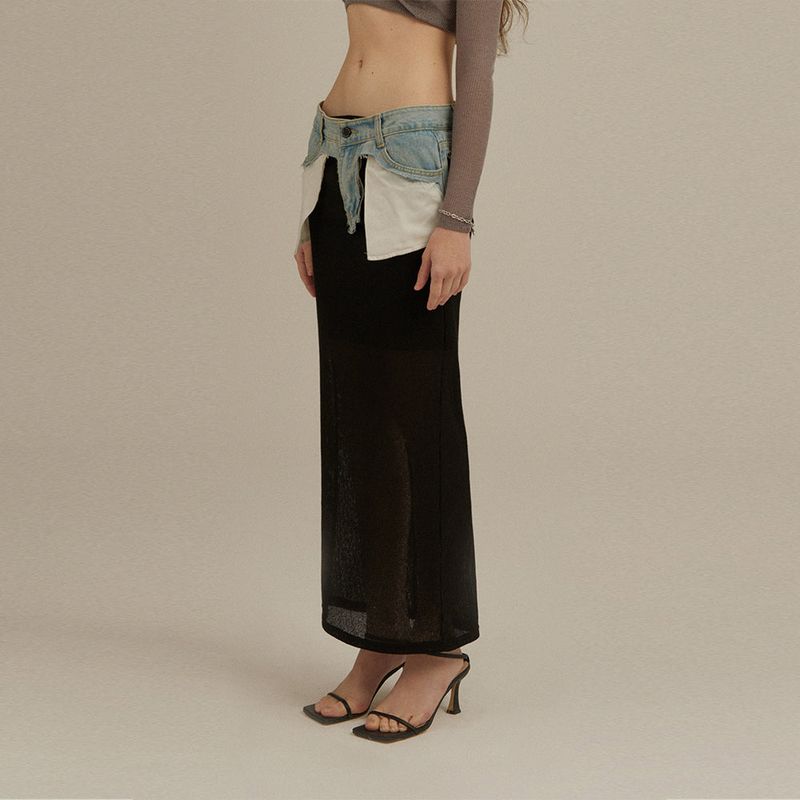 Upcycling Denim Knit Skirt