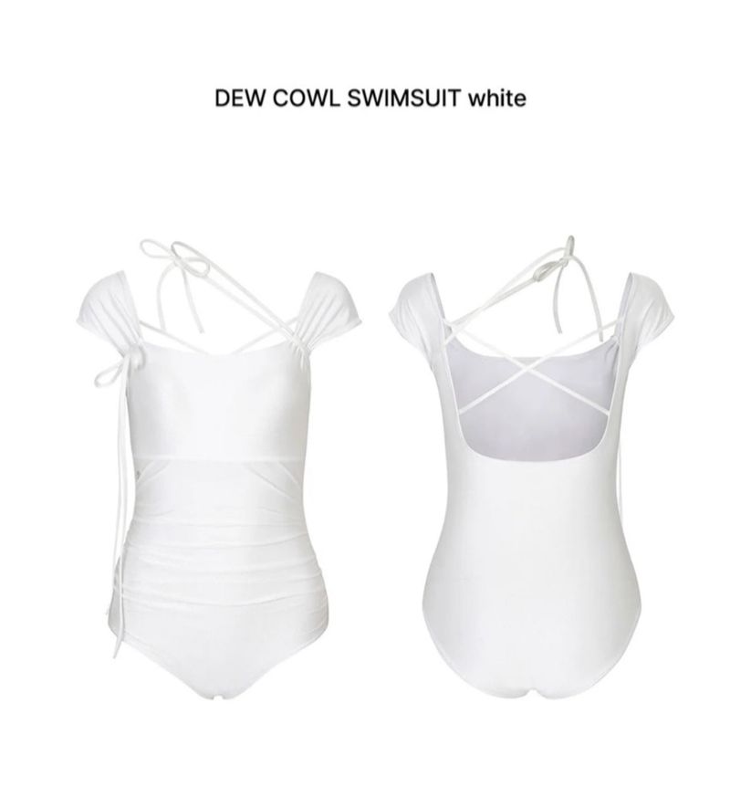 DEW COWL SWIMSUIT white
